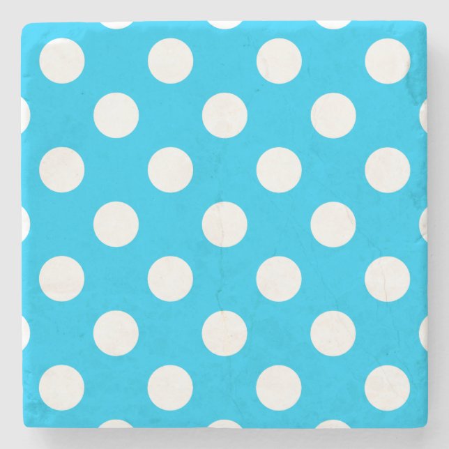 Vit polka dots på elblått stenunderlägg (Framsidan)