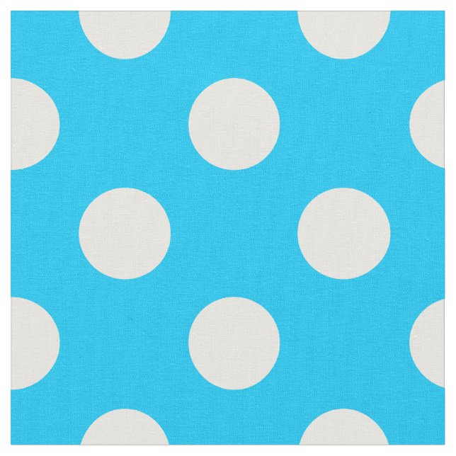 Vit polka dots på elblått tyg (Närbild)