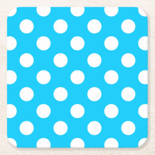 Vit polka dots på elblått underlägg papper kvadrat