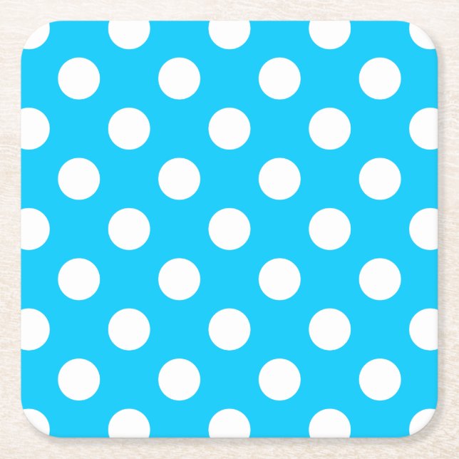 Vit polka dots på elblått underlägg papper kvadrat (Framsidan)