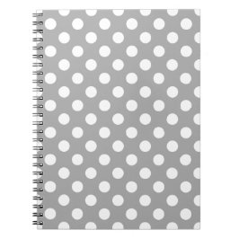 Vit polka dots på grått anteckningsbok