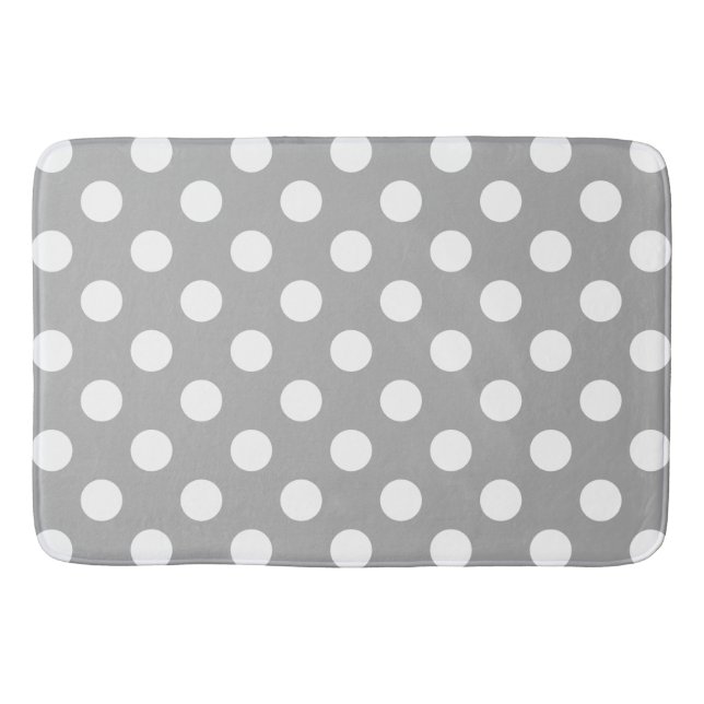 Vit polka dots på grått badrumsmatta (Framsidan)