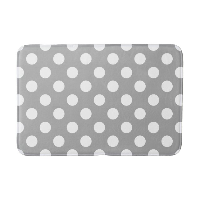 Vit polka dots på grått badrumsmatta (Framsidan)