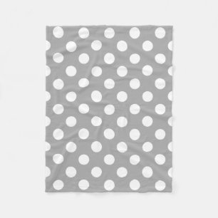 Vit polka dots på grått fleecefilt
