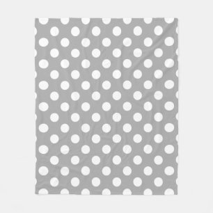 Vit polka dots på grått fleecefilt