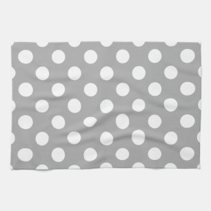Vit polka dots på grått kökshandduk