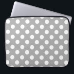 Vit polka dots på grått laptop sleeve<br><div class="desc">Vit polka dots på grått</div>