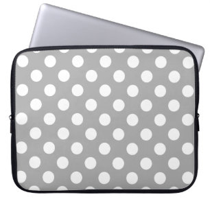 Vit polka dots på grått laptop sleeve