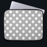 Vit polka dots på grått laptop sleeve<br><div class="desc">Vit polka dots på grått</div>