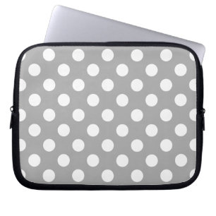 Vit polka dots på grått laptop sleeve
