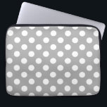 Vit polka dots på grått laptop sleeve<br><div class="desc">Vit polka dots på grått</div>