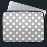 Vit polka dots på grått laptop sleeve<br><div class="desc">Vit polka dots på grått</div>