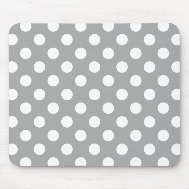 Vit polka dots på grått musmatta (Framsidan)