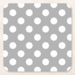 Vit polka dots på grått underlägg papper kvadrat<br><div class="desc">Vit polka dots på grått</div>