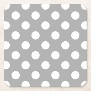 Vit polka dots på grått underlägg papper kvadrat