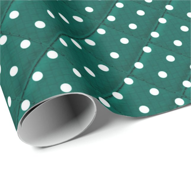 vit polka dots på grönt presentpapper (Rullad Hörn)
