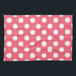 Vit polka dots på korall kökshandduk<br><div class="desc">Vit polka dots på korall</div>