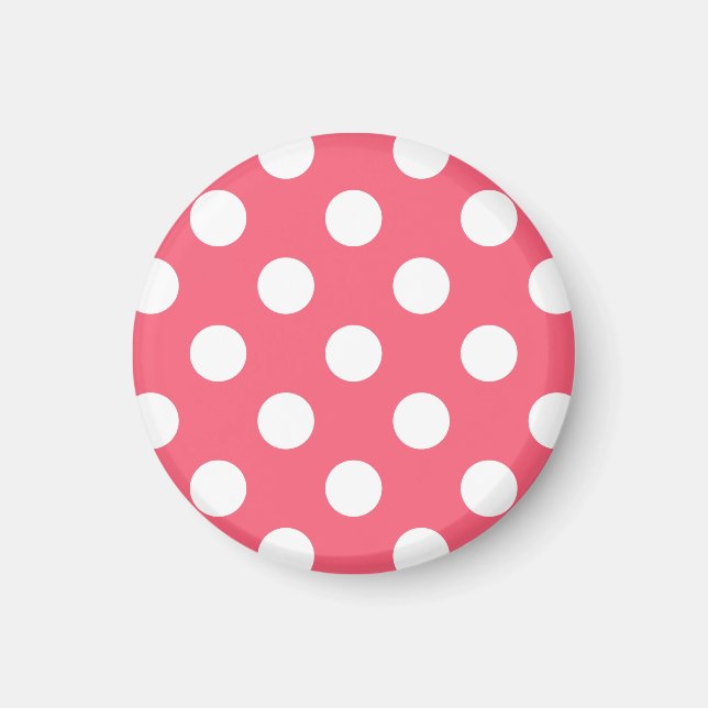 Vit polka dots på korall magnet (Framsidan)