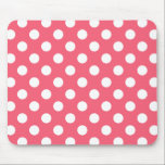 Vit polka dots på korall musmatta<br><div class="desc">Vit polka dots på korall</div>