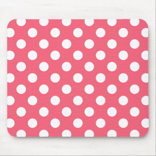 Vit polka dots på korall musmatta