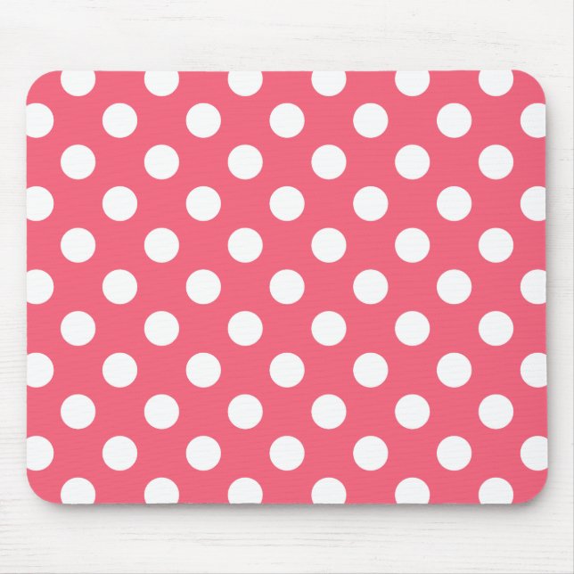 Vit polka dots på korall musmatta (Framsidan)