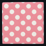 Vit polka dots på korall stenunderlägg<br><div class="desc">Vit polka dots på korall</div>