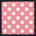 Vit polka dots på korall stenunderlägg<br><div class="desc">Vit polka dots på korall</div>