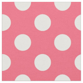 Vit polka dots på korall tyg