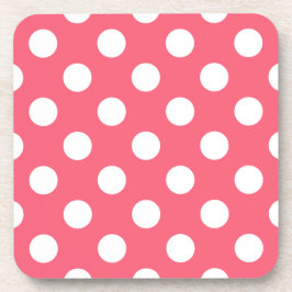 Vit polka dots på korall underlägg