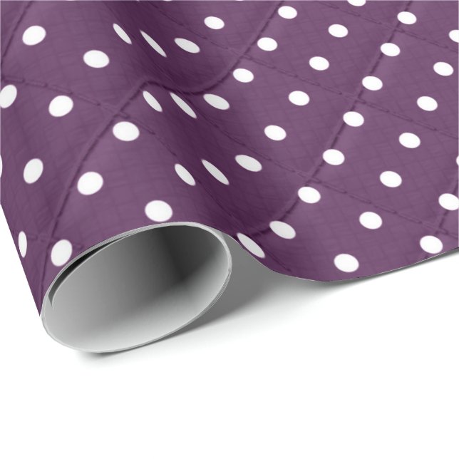 vit polka dots på lila presentpapper (Rullad Hörn)