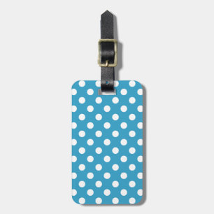 Vit Polka dots på Peacock Blue-bakgrund Bagagebricka