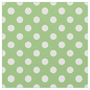 Vit Polka dots på Pistachio Grönt Tyg