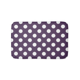 Vit polka dots på plommons lila badrumsmatta