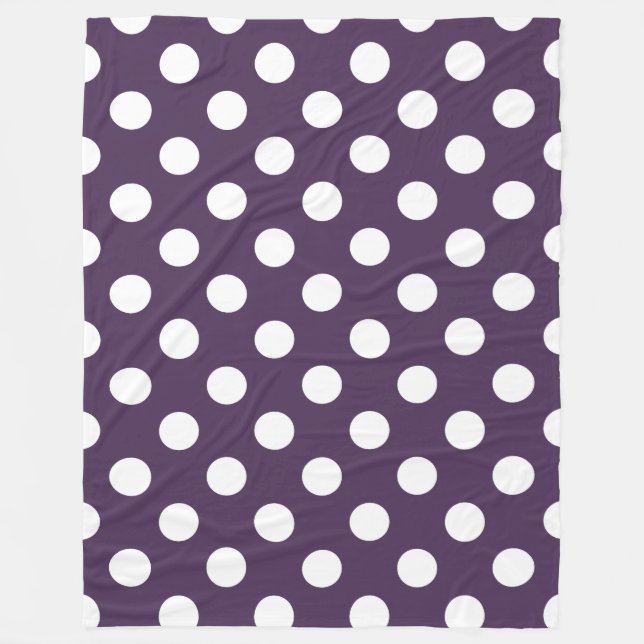 Vit polka dots på plommons lila fleecefilt (Framsidan)