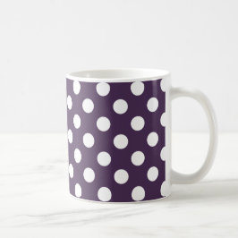 Vit polka dots på plommons lila kaffemugg