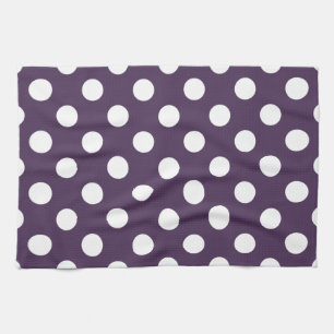 Vit polka dots på plommons lila kökshandduk