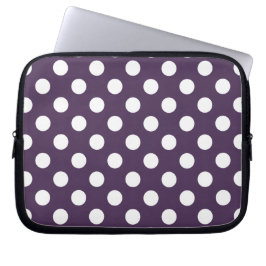 Vit polka dots på plommons lila laptop fodral