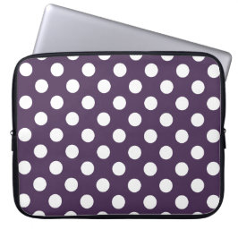 Vit polka dots på plommons lila laptop sleeve