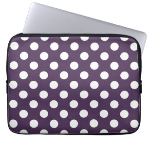 Vit polka dots på plommons lila laptop sleeve