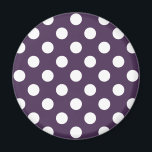 Vit polka dots på plommons lila magnet<br><div class="desc">Vit polka dots på plommons lila</div>