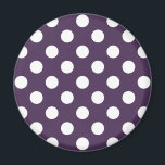 Vit polka dots på plommons lila magnet<br><div class="desc">Vit polka dots på plommons lila</div>
