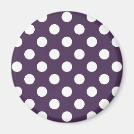 Vit polka dots på plommons lila magnet