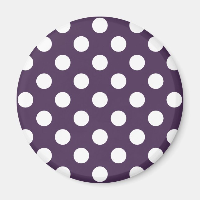 Vit polka dots på plommons lila magnet (Framsidan)