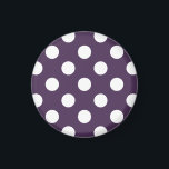 Vit polka dots på plommons lila magnet<br><div class="desc">Vit polka dots på plommons lila</div>