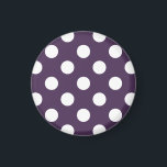 Vit polka dots på plommons lila magnet<br><div class="desc">Vit polka dots på plommons lila</div>