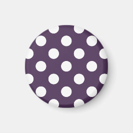 Vit polka dots på plommons lila magnet