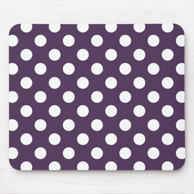 Vit polka dots på plommons lila musmatta (Framsidan)