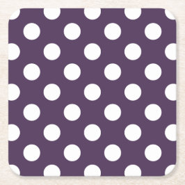 Vit polka dots på plommons lila underlägg papper kvadrat