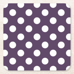 Vit polka dots på plommons lila underlägg papper kvadrat