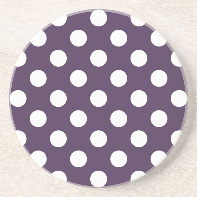 Vit polka dots på plommons lila underlägg sandsten (Framsidan)